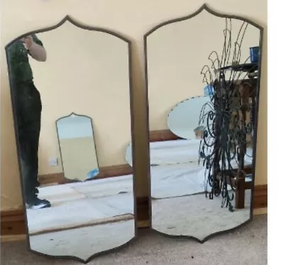 £60 • Buy Pair Of Arched Gothic Architectural Mirrors In An Outer Metal Frame - 80cm Tall