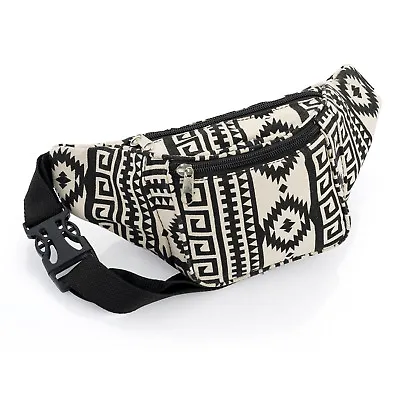 £4.90 • Buy Black Aztec Print Bum Bag Festival Fanny Pack Bum Bag Money Pouch Belt