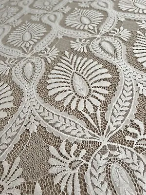 Ivory Bridal Scallop Lace Chantilly Raschel Boho Lace Palm Design • £13