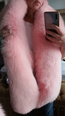 £400 • Buy Real Fox Double Sided Fur Shawl Wrap Scarf Boa Stole Barbie Pink 170cm Length 
