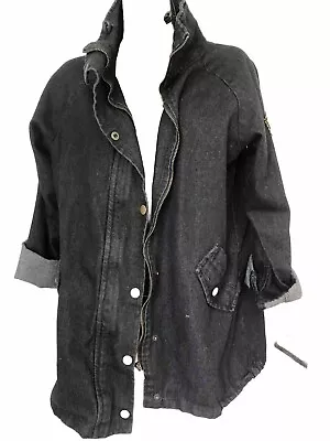 Ladies Denim Black Trucker Jacket Oversized Size  10-14 Rro £49 • £16.99