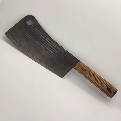 Vintage Forgecraft Hi-Carbon 7  Meat Cleaver Knife Carbon Steel Wood Handle READ • $19.99