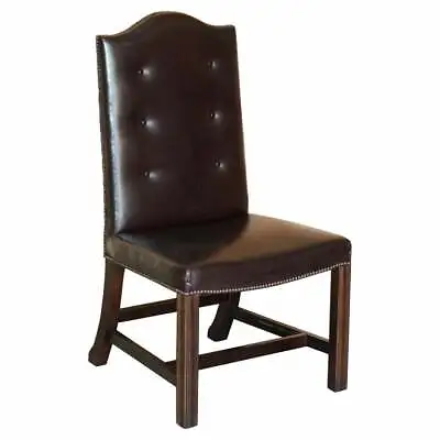 Rrp £4170 George Smith Buttoned Side Occasional Office Desk Chair Brown Leather • £1500