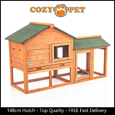 Rabbit Hutch 148cm By Cozy Pet Natural Guinea Pig Hutches Run Rabbit Ferret Runs • £89.99