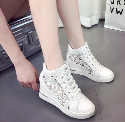 $27.99 • Buy Women Wedge Platform Pumps High Heels Lace Sneakers Up Shoes Round Toe Casual