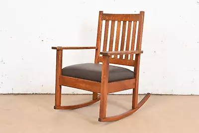 Stickley Brothers Antique Mission Oak Arts & Crafts Rocking Chair Circa 1900 • $1995