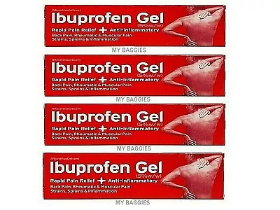 4 X Ibuprofen Gel Fast Pain Swelling Relief Back Muscular Rheumatic Gym Injuries • £11.99