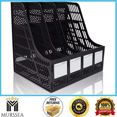 Magazine File Organizer Book Holder With 4 Compartments Desktop Storage File • $18.95