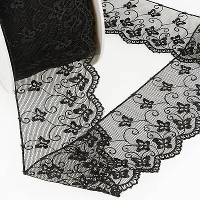 La Stephanoise Butterfly Embroidery On Tulle Lace Ribbon - 8 Colours - S3536 • £2.63