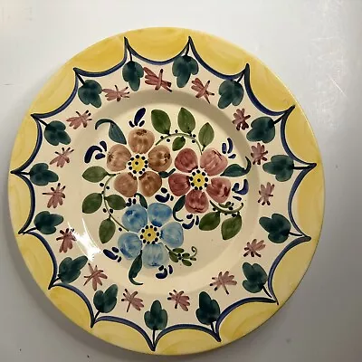 Hand Painted Mexican Floral Plate Decorative Or Serving Platter Signed  • $16.80