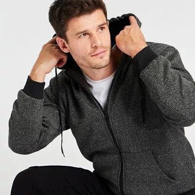 Mens Hoody Hoodie Fleece Lined Winter Warm Jacket Coat Hood Zip Zipper NEW • £12.99