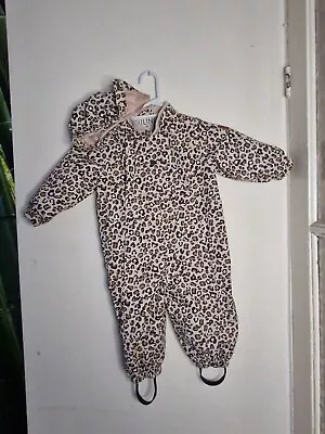 Kuling Kids Coverall Waterproof  Lined Suit 80cm 12-18 Months Leopard Beige • £5.99