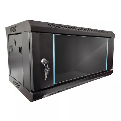 Premium Wall Mounted Server Data Cabinet Lockable Glass Door Removable Sidepanel • £114.99