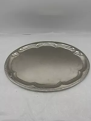 Vintage Silver Metal Serving Platter Ornate Plate Oval Dish Reflective Tray 18  • $9.99