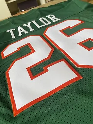 SEAN TAYLOR MIAMI HURRICANES COLLEGE #26 THROWBACK Sewn Jersey GREEN Small BNWT • $100