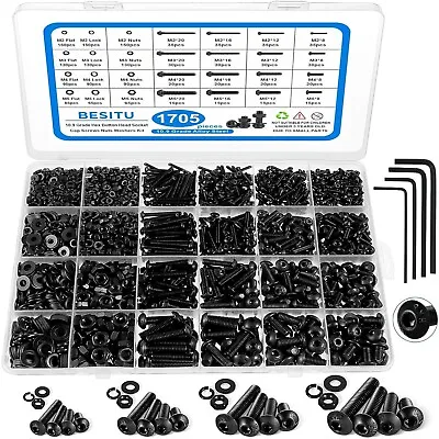 1705 Pcs Machine Screw Assortment Kit M2 M3 M4 M5 Metric Bolts And Nuts Kit • $38.39