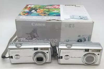 2x Canon PowerShot A400 With Box & Accessories *For Parts/Not Working* • £6.99