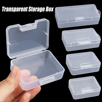 £2.45 • Buy 4 Sizes Small Square Clear Plastic Storage Box For Jewelry Diamond Beads Pills