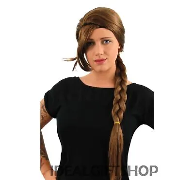 Brown Braid Wig Book Movie Character District Girl Fancy Dress Costume Accessory • £4.99