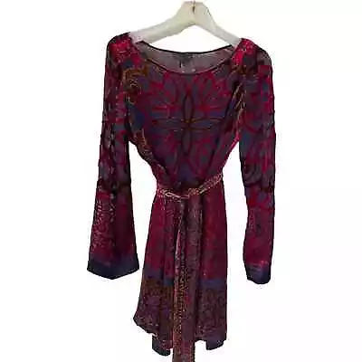 Hale Bob Crushed Velvet Belted Mini Dress Sz S • $49