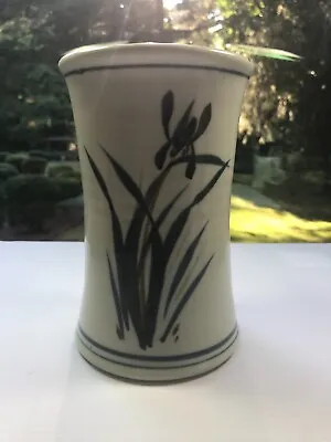 Vintage Wheeler Pottery Hand Painted Iris Vase • $24