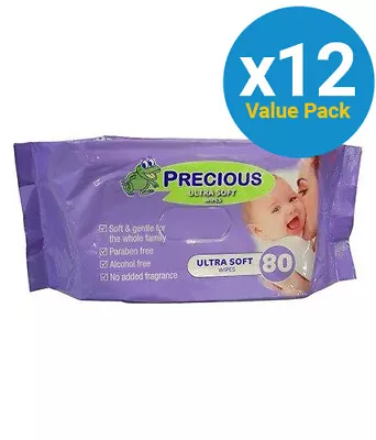 Precious - Ultra Soft Baby Wipes Bulk Pack (80 Wipes - Carton 12) • $45