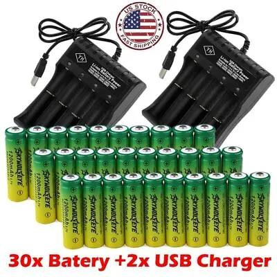 20pcs 14500 3.7V 1200mAh Rechargeable Battery Batteries Smart Charger US STOCK • $12.75