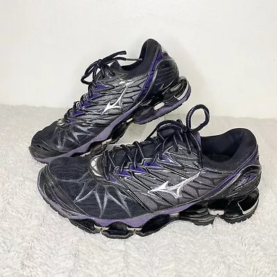 Mizuno Wave Prophecy 7 Running Shoes Black Silver Purple Women’s 10 • $42.49