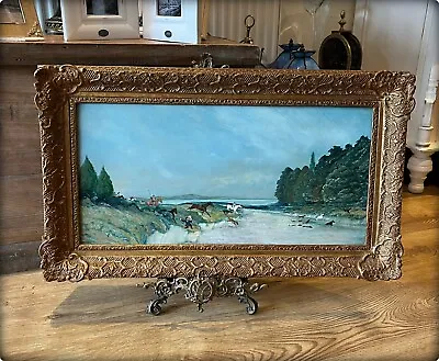 Vintage Oil On Board Painting ‘Hunting The Wild Boar’  • £165