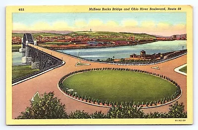 Postcard McKees Rocks Bridge Ohio River Boulevard Pittsburgh Pennsylvania PA • $4.75