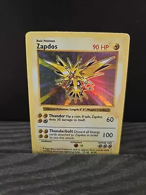 Pokemon TCG WOTC Card English Base Set Shadowless Zapdos 16/102 Holo Rare MP/LP • $45.99