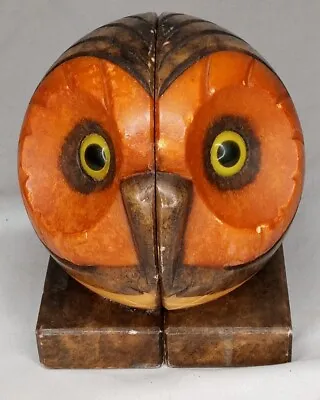 Vintage Genuine Alabaster Made In Italy Hand Carved Owl Bookends ⚡FAST SHIP⚡MCM • $145