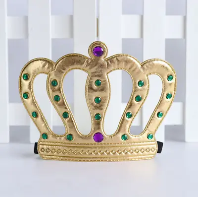 Gold Crown Fancy Dress King Faux Jewelled Queen Headdress Party Wear Costume • £2.58