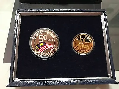 50th Anniversary Of Formation Malaysia 2013 Coloured Silver Proof Coins Set 2pcs • $180