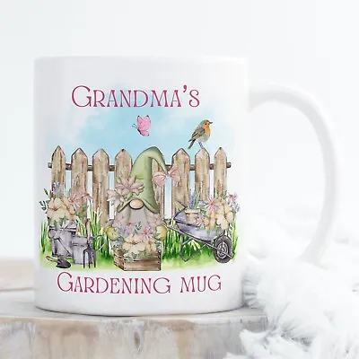 Personalised Gardening Mug  Gnome Themed Garden Ideal Gift For A Keen Gardener • £5.99