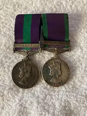 GSM Medal (BRUNEI) & Campaign Service Medal South Arabia RAF S1931619 SGT DPB WY • £300