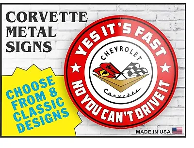 Corvette Metal Garage Wall Sign Collection - ALL MODELS AVAILABLE • $24.95