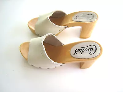 Vintage 80s 90s Candies Demi Platform Sandal Heel Slides Clog White Size 6 Women • $49.77