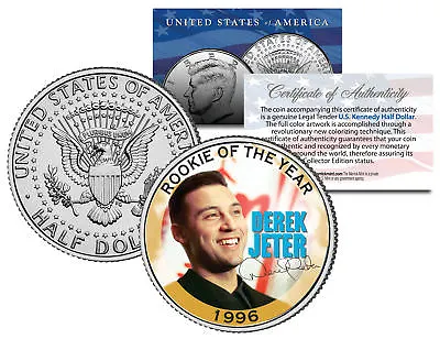 $8.95 • Buy DEREK JETER 1996 JFK Kennedy Half Dollar Colorized U.S. Coin ROOKIE OF THE YEAR