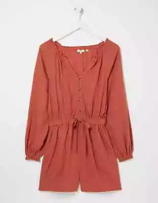 Ex Fat Face Women's Marlow Linen Blend Playsuit In Brown -Slightly Imperfect • £14.99