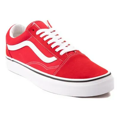 Vans OLD SKOOL Mens Womens Red White VN0A4BV5JV6 Canvas Low Top Skateboard Shoes • $44.95