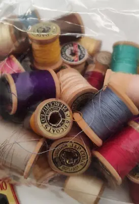 Vintage Sewing Lot Thread Wood Spools Needles Thimbles Crafting • $15