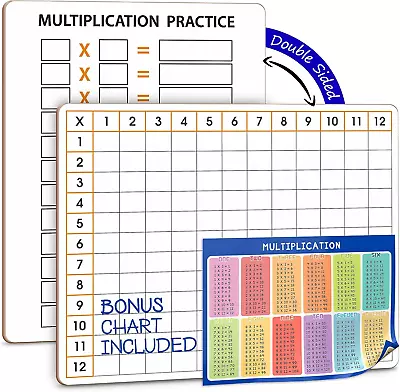 Dry Erase Multiplication Chart Whiteboard 11  X 14  Multiplication Table Double  • $11.75