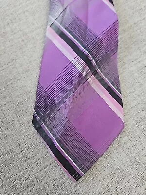 Van Heusen Tie -  3.25 In Purple Plaid Polyester Necktie - Men's Classic • $9.97