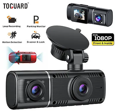 $76.99 • Buy TOGUARD Uber Dual Dash Cam Front And Inside 2 X 1080P IR Night Vision Car Camera