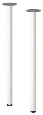 IKEA ADILS Set Of 2 White Table Legs 27.5  Adjustable Height Steel Leveling Pair • £48.21