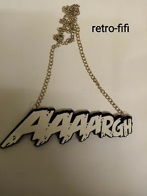 Large Word 'aaaargh' Scream Scared Laser Cut Acrylic Necklace.5 /11.5cm Long. • £10.99