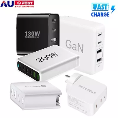 USB-C Fast 100W200W Charger GaN 6 Ports Type C Power Adapter For Phone Tablet AU • $19.94