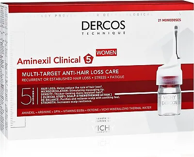 £43.49 • Buy Vichy Dercos Aminexil Clinical 5 Women Anti Hair Loss Serum 21 X 6ml Ampoules UK