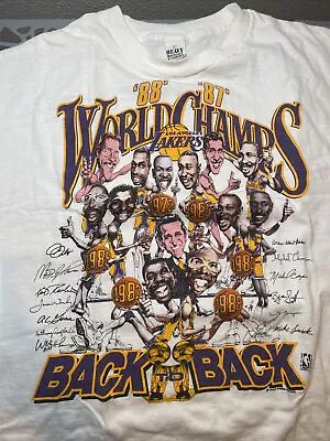 Large Vintage Lakers NBA World Champs Back To Back 87-88 White T Shirt Men’s • $78